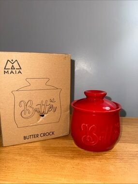 Black Ceramic Butter Crock with Lid